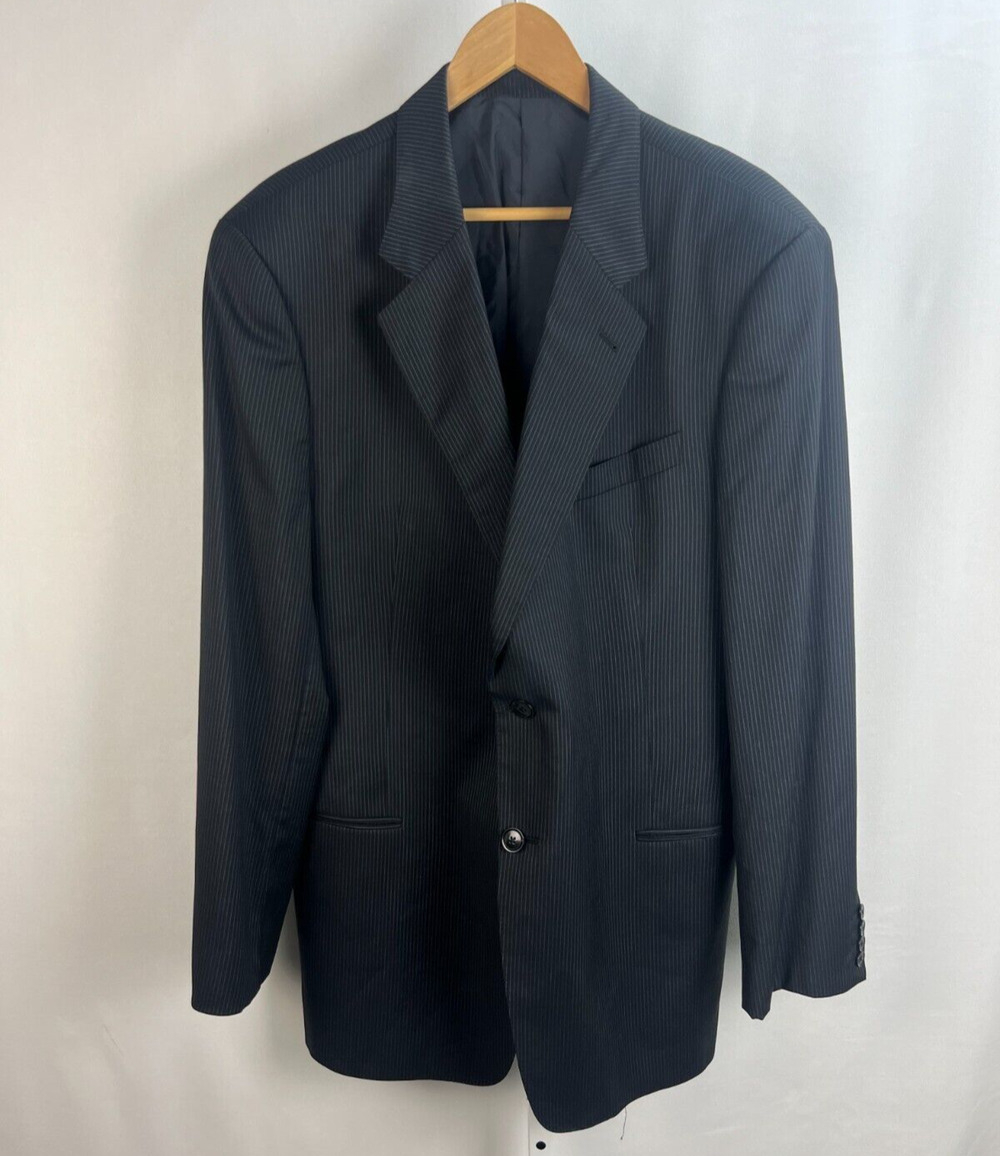 Armani Collezioni Men's Charcoal Gray Striped Blazer Sport Coat Jacket 46L Italy